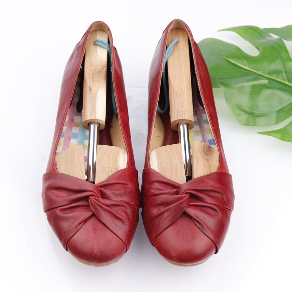 Born Shoes Womens Lilly Ballet Flats Size 11 M Red Leather Bow Comfort Slip On